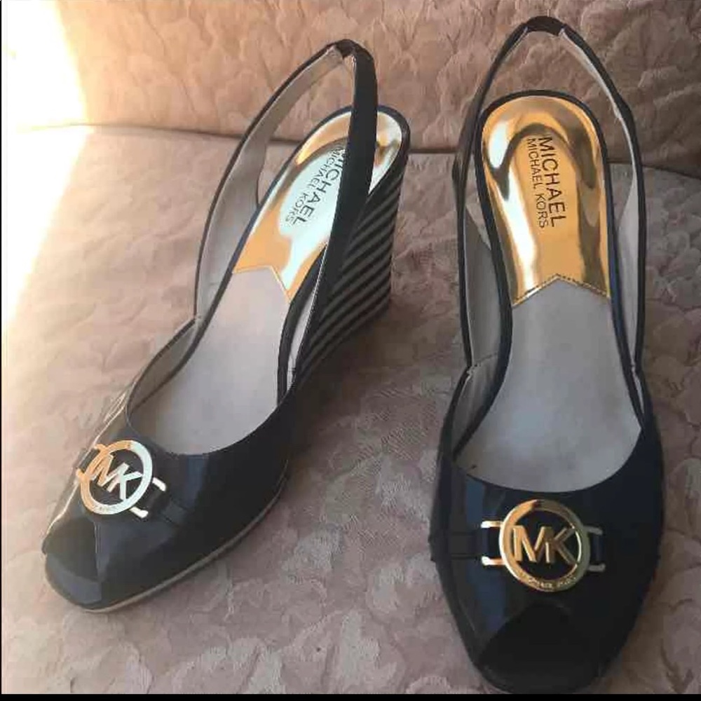 Michael Kors navy blue wedges